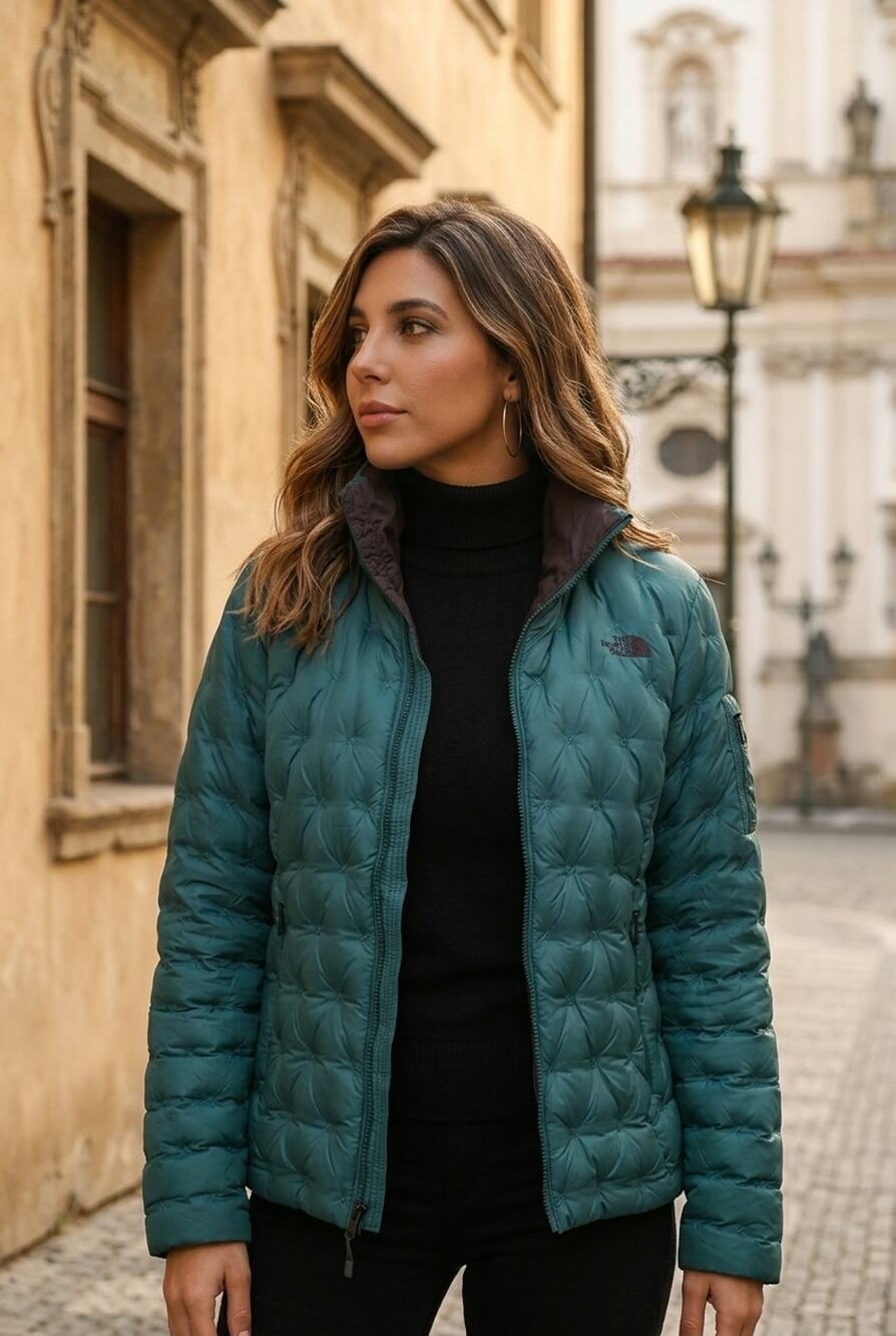 The North Face Holladown Coss Stitch Puffer Jacket 550 Down Women's Large Teal